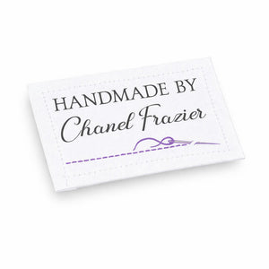 Personalized Handmade By Quilt Labels – Custom Sewing Labels with Needle & Thread Design – Cotton or Polyester – 9 Per Sheet - Jammin Threads