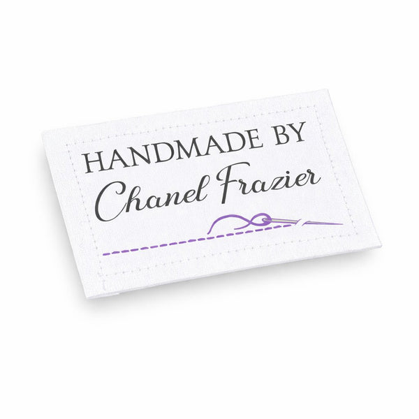 Personalized Handmade By Quilt Labels – Custom Sewing Labels with Needle & Thread Design – Cotton or Polyester – 9 Per Sheet - Jammin Threads