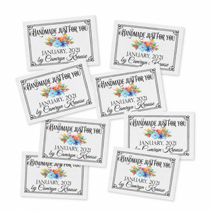 Personalized “Handmade Just for You” Quilt Labels – Floral Quilt Tag | Custom Name & Year | 8 Labels Per Sheet Cotton or Polyester - Jammin Threads