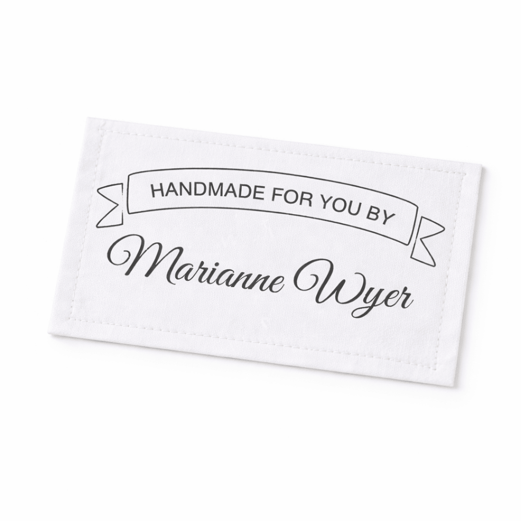 Personalized Handmade Quilt Label – “Handmade for You By” Banner Label – Custom Quilt Tag – Cotton or Polyester Fabric Labels (8 per Sheet) - Jammin Threads