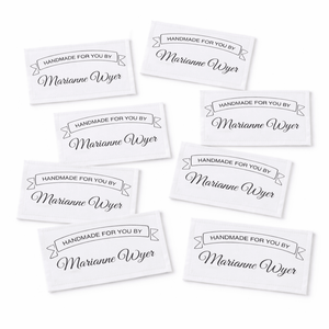Personalized Handmade Quilt Label – “Handmade for You By” Banner Label – Custom Quilt Tag – Cotton or Polyester Fabric Labels (8 per Sheet) - Jammin Threads