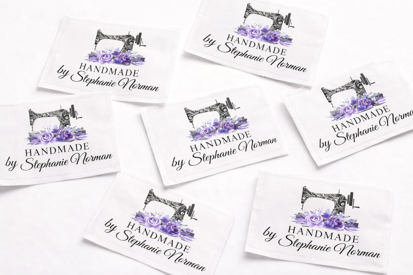 Personalized Handmade Quilt Label with Sewing Machine – Custom Name Quilt Tag – Floral Sewing Label – Cotton or Polyester Sew - On Labels - Jammin Threads