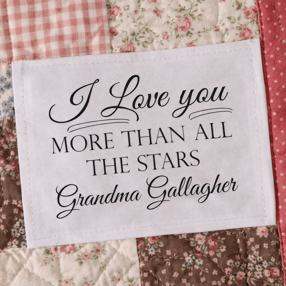 Personalized “I Love You More Than All the Stars” Quilt Labels – Custom Quilt Label with Name – 6 Fabric Labels Per Sheet - Jammin Threads