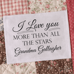 Personalized “I Love You More Than All the Stars” Quilt Labels – Custom Quilt Label with Name – 6 Fabric Labels Per Sheet - Jammin Threads