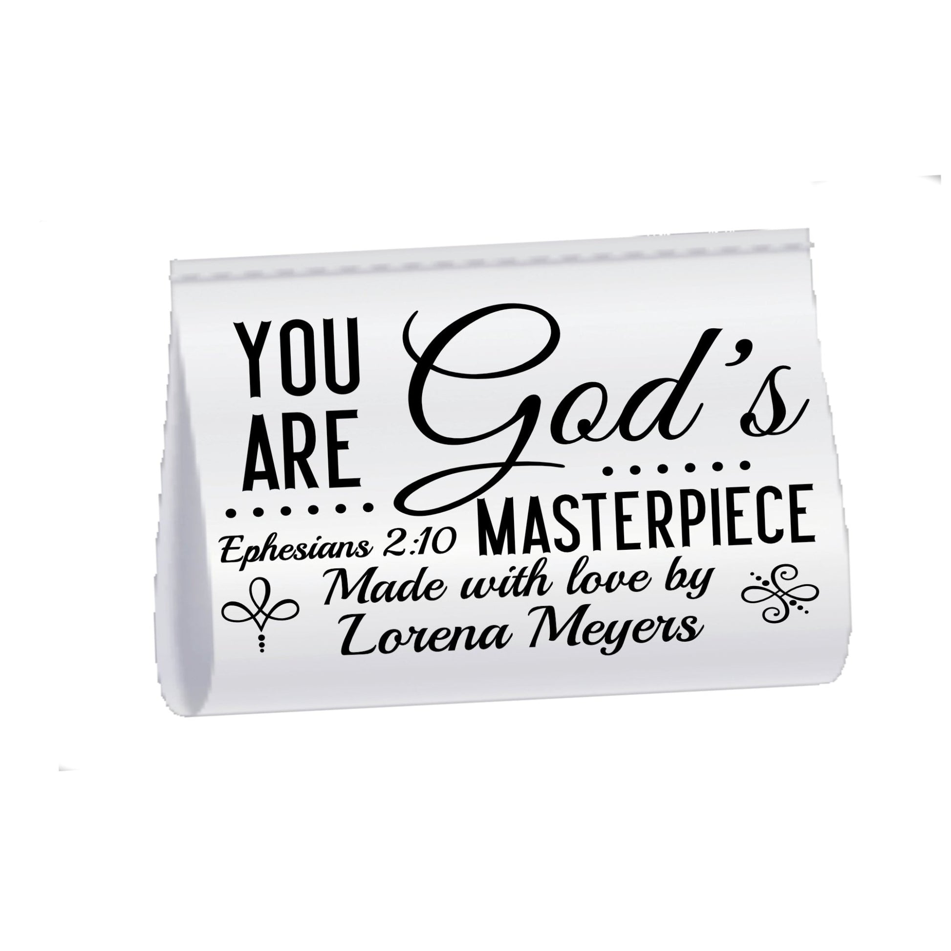 Personalized Inspirational Satin Quilt Tag – Ephesians 2:10| Religious Tags - Jammin Threads