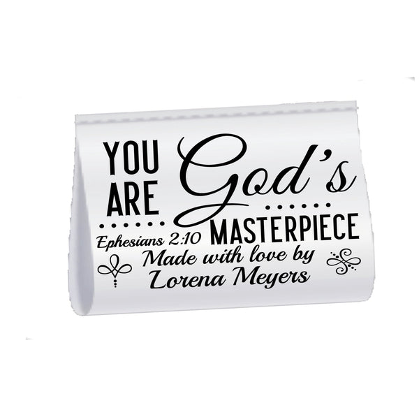 Personalized Inspirational Satin Quilt Tag – Ephesians 2:10| Religious Tags - Jammin Threads
