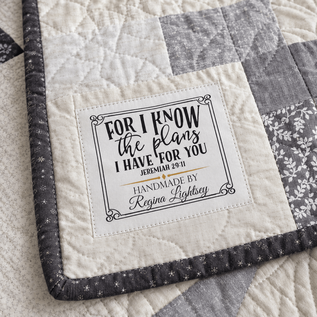 Personalized Jeremiah 29:11 Quilt Label – “For I Know the Plans I Have for You” Bible Verse - Jammin Threads