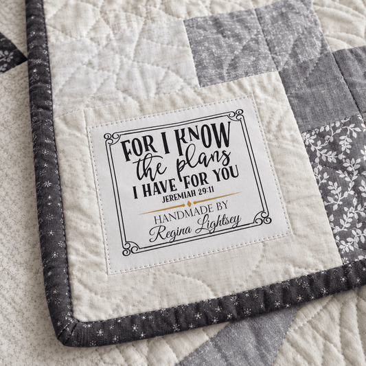 Personalized Jeremiah 29:11 Quilt Label – “For I Know the Plans I Have for You” Bible Verse - Jammin Threads