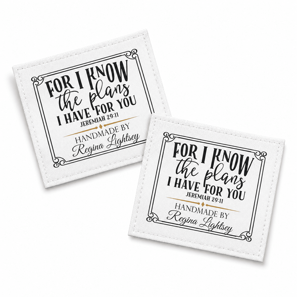 Personalized Jeremiah 29:11 Quilt Label – “For I Know the Plans I Have for You” Bible Verse - Jammin Threads