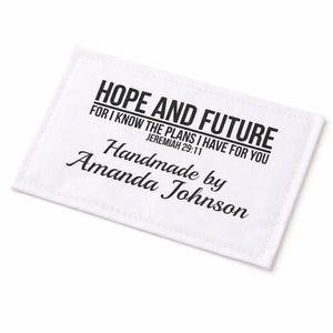 Personalized Jeremiah 29:11 Quilt Labels – “Hope & Future” Bible Verse Cotton Fabric Labels (Set of 8) - Jammin Threads