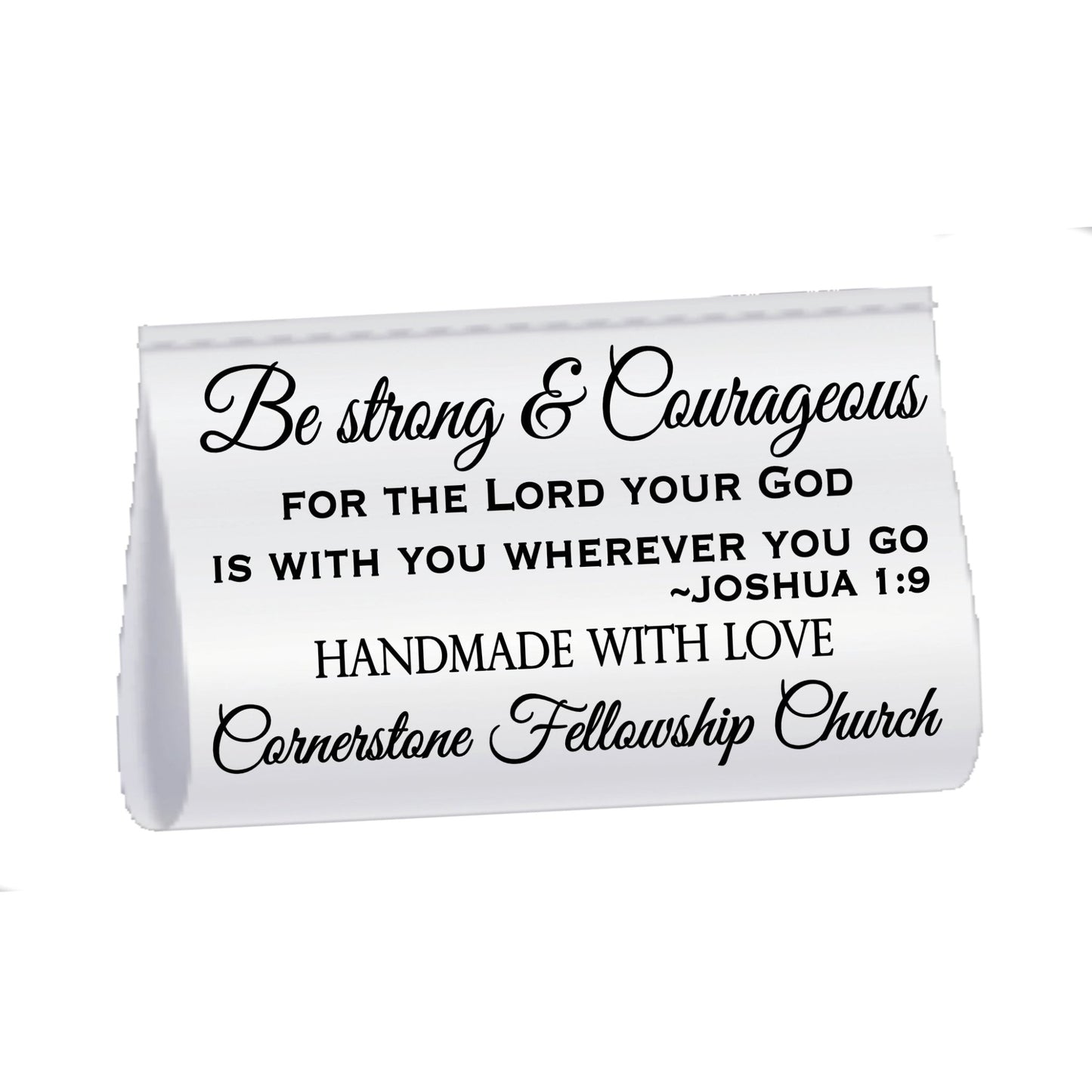 Personalized Joshua 1:9 Satin Quilt Tags – Be Strong & Courageous 3x1" - Jammin Threads