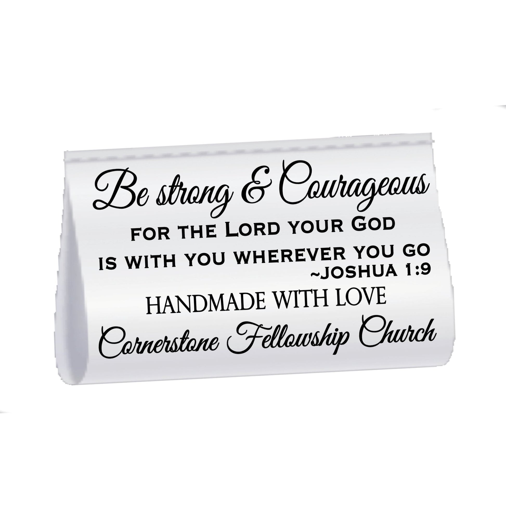 Personalized Joshua 1:9 Satin Quilt Tags – Be Strong & Courageous 3x1" - Jammin Threads