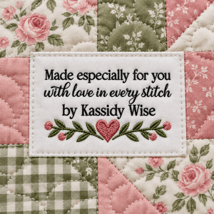 Personalized “Made Especially for You” Quilt Labels – Pink or Blue Faux Embroidery Design - Jammin Threads