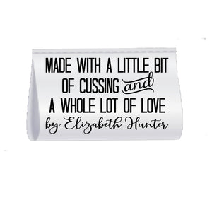 Personalized “Made with a Little Bit of Cussing and a Whole Lot of Love” Satin Quilt Tags – Custom Sewing Labels – 2 x 1.5" Folded – Set of 25 – Jammin’ Threads - Jammin Threads