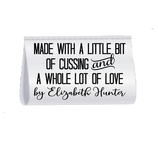 Personalized “Made with a Little Bit of Cussing and a Whole Lot of Love” Satin Quilt Tags – Custom Sewing Labels – 2 x 1.5" Folded – Set of 25 – Jammin’ Threads - Jammin Threads