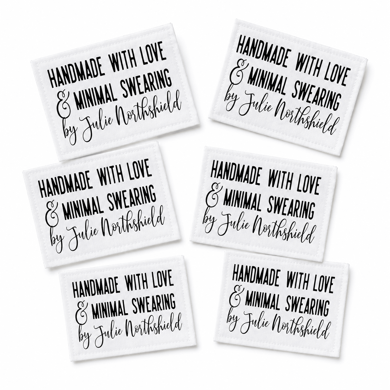 Personalized Made with Love and Minimal Swearing Quilt Label, Funny Custom Maker Name Quilt Tag - Jammin Threads