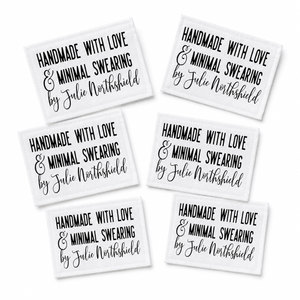 Personalized Made with Love and Minimal Swearing Quilt Label, Funny Custom Maker Name Quilt Tag - Jammin Threads