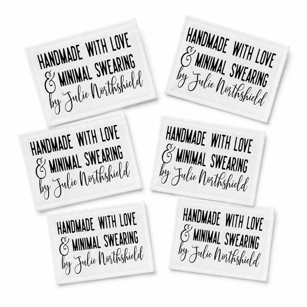 Personalized Made with Love and Minimal Swearing Quilt Label, Funny Custom Maker Name Quilt Tag - Jammin Threads