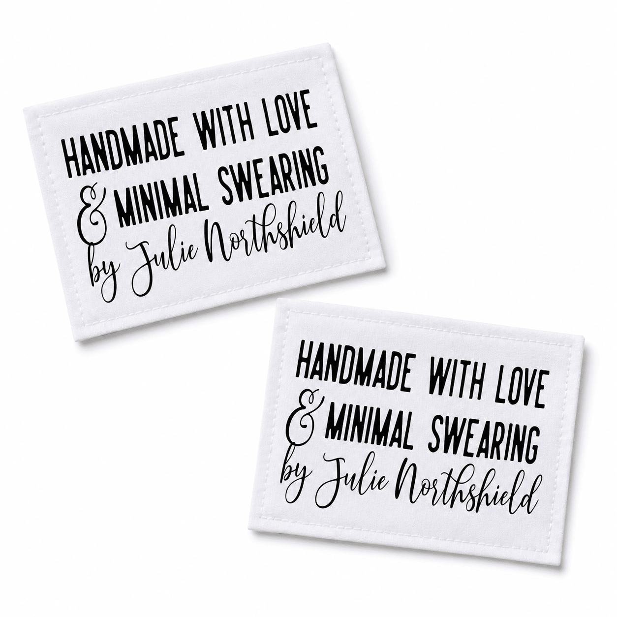 Personalized Made with Love and Minimal Swearing Quilt Label, Funny Custom Maker Name Quilt Tag - Jammin Threads