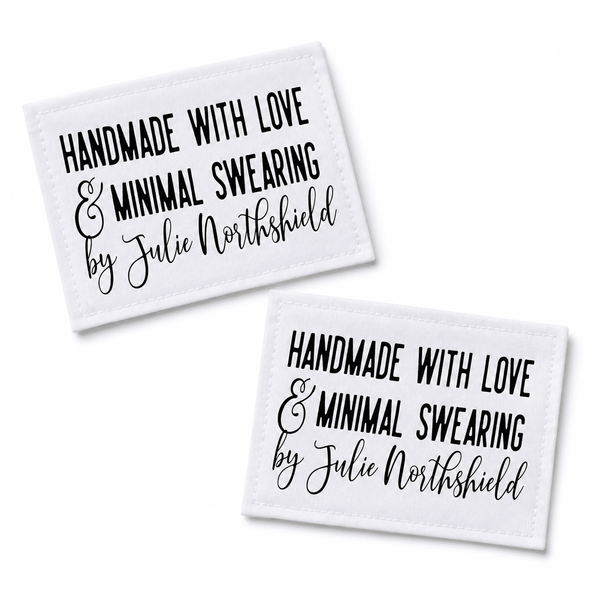 Personalized Made with Love and Minimal Swearing Quilt Label, Funny Custom Maker Name Quilt Tag - Jammin Threads