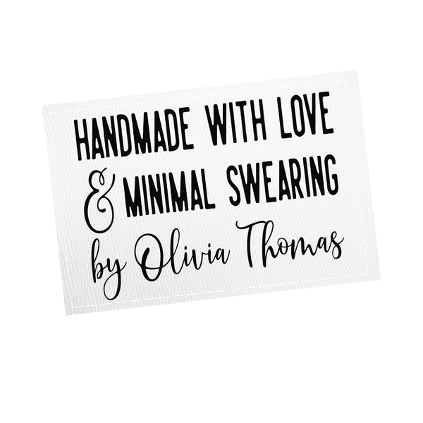 Personalized Made with Love and Minimal Swearing Quilt Label, Funny Custom Maker Name Quilt Tag - Jammin Threads
