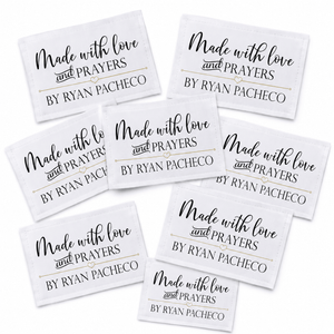 Personalized “Made With Love & Prayers” Quilt Labels – Custom Quilt Label with Maker Name - Jammin Threads