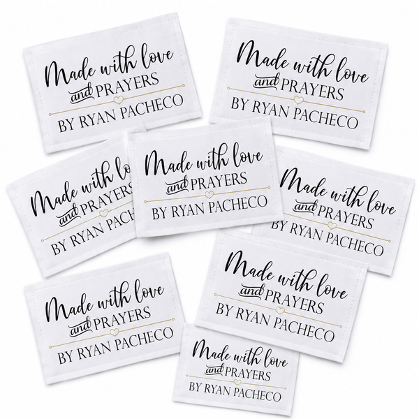 Personalized “Made With Love & Prayers” Quilt Labels – Custom Quilt Label with Maker Name - Jammin Threads