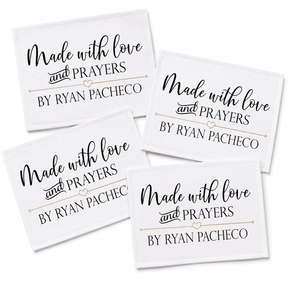 Personalized “Made With Love & Prayers” Quilt Labels – Custom Quilt Label with Maker Name - Jammin Threads