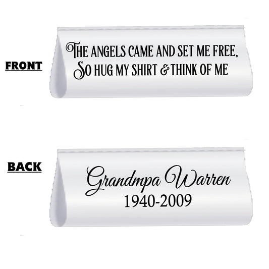 Personalized Memorial Satin Tag – Memory Shirt Label – “The Angels Came and Set Me Free” – Custom Name & Dates – 2” x 1” – Jammin’ Threads - Jammin Threads