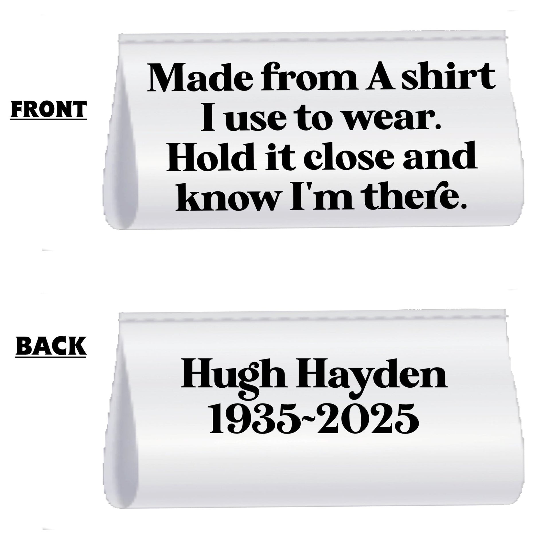 Personalized Memorial Satin Tag – Memory Shirt Quilt Label – “Made from a Shirt I Used to Wear” – Custom Name & Dates – 2” x 1” – Jammin’ Threads - Jammin Threads