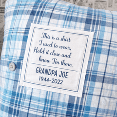 Personalized Memory Pillow Label – Shirt Keepsake Quilt Label – “This Is a Shirt I Used to Wear” – Custom Memorial Label - Jammin Threads