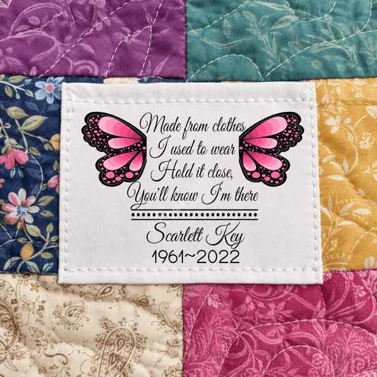 Personalized Memory Quilt Label | Made From Clothes I Used to Wear Custom Memorial Quilt Tag - Jammin Threads