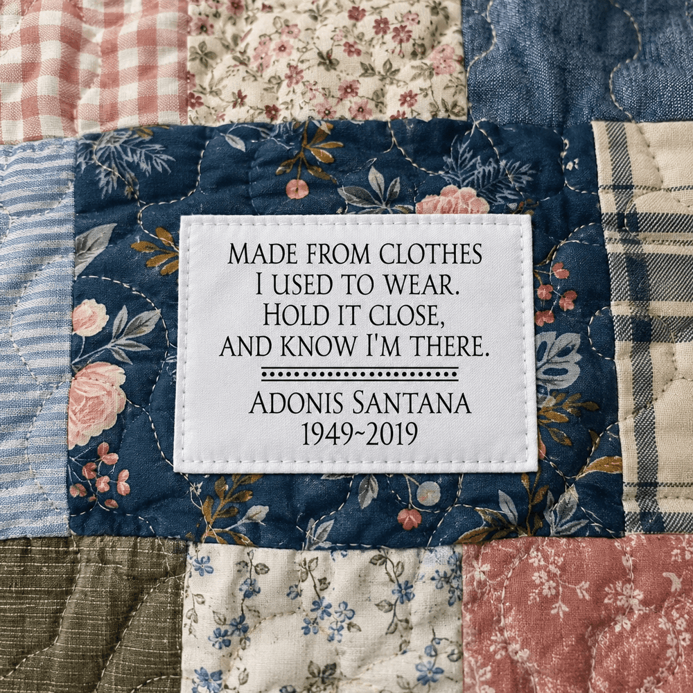 Personalized Memory Quilt Label – “Made from Clothes I Used to Wear” – Custom Name & Years - Jammin Threads