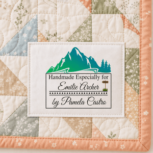 Personalized Mountain Quilt Label, Custom Handmade Especially For Quilt Tag with Recipient, Maker & Year - Jammin Threads