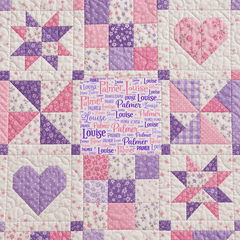 Personalized Name Fabric Panel – Pink & Purple – 12 x 18 Inches - Jammin Threads