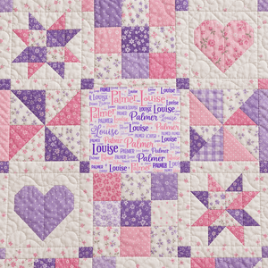 Personalized Name Fabric Panel – Pink & Purple – 12 x 18 Inches - Jammin Threads