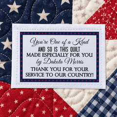 Personalized Patriotic Quilt Label – Thank You for Your Service – Veteran Quilt Label - Jammin Threads