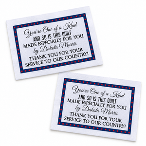 Personalized Patriotic Quilt Label – Thank You for Your Service – Veteran Quilt Label - Jammin Threads