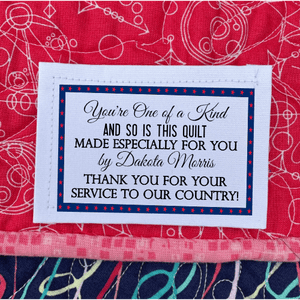 Personalized Patriotic Quilt Label – Thank You for Your Service – Veteran Quilt Label - Jammin Threads