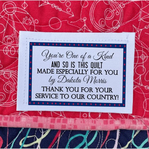 Personalized Patriotic Quilt Label – Thank You for Your Service – Veteran Quilt Label - Jammin Threads