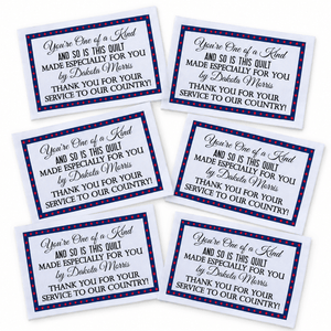 Personalized Patriotic Quilt Label – Thank You for Your Service – Veteran Quilt Label - Jammin Threads