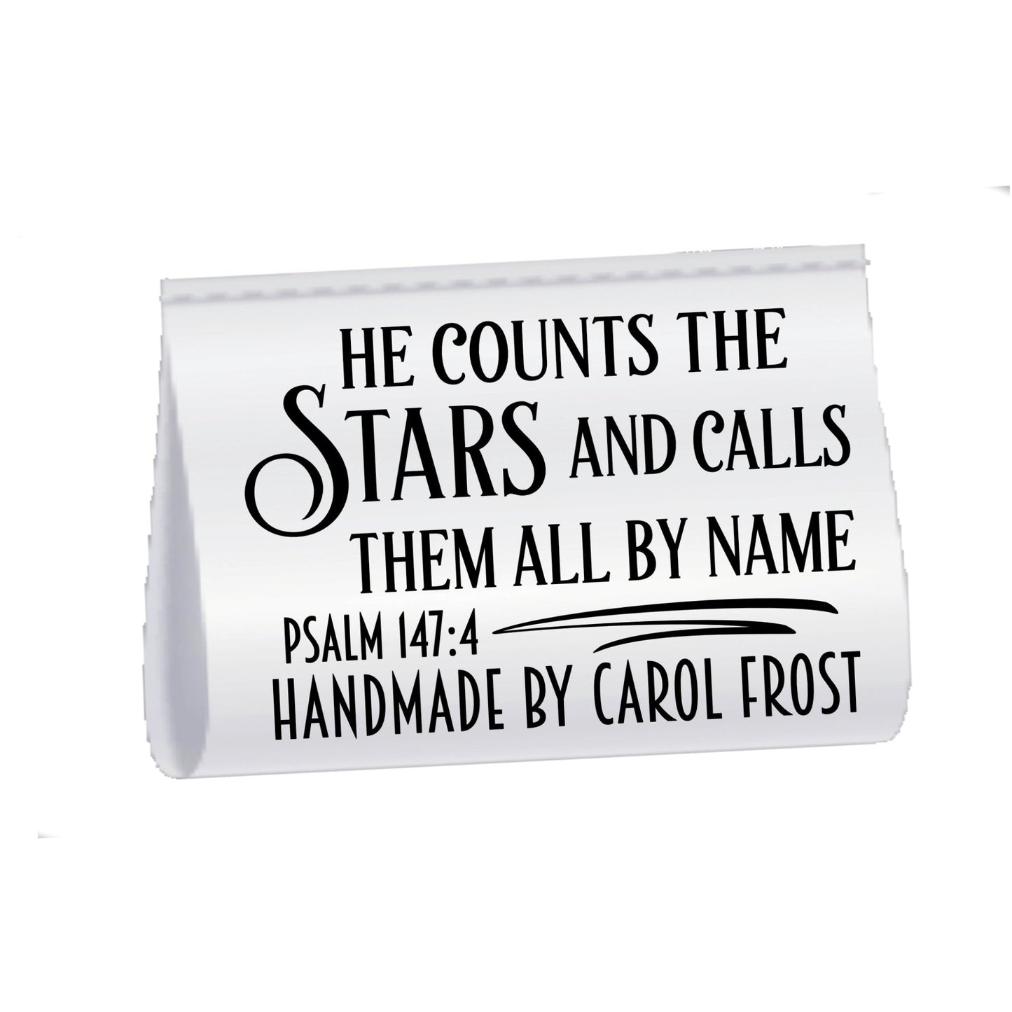 Personalized Psalm 147:4 Satin Quilt Labels – “He Counts the Stars” – Custom Sew - In Tags, Set of 25 - Jammin Threads