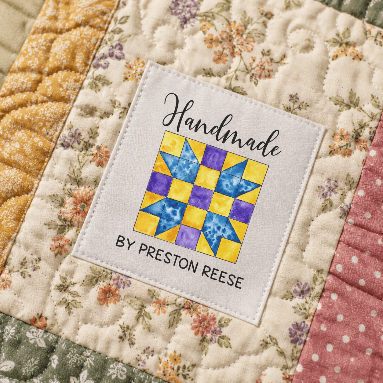Personalized Quilt Block Quilt Label – Custom Maker Name Cotton or Polyester Quilt Tag - Jammin Threads