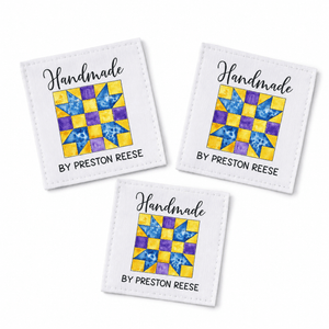 Personalized Quilt Block Quilt Label – Custom Maker Name Cotton or Polyester Quilt Tag - Jammin Threads