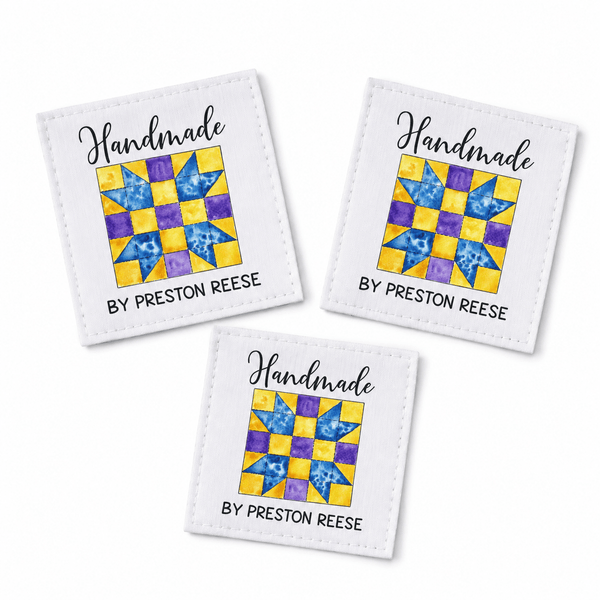 Personalized Quilt Block Quilt Label – Custom Maker Name Cotton or Polyester Quilt Tag - Jammin Threads