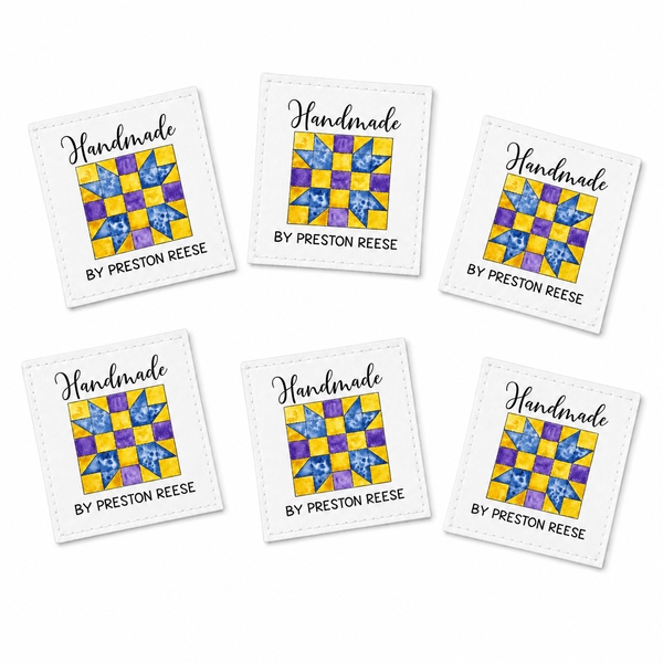 Personalized Quilt Block Quilt Label – Custom Maker Name Cotton or Polyester Quilt Tag - Jammin Threads