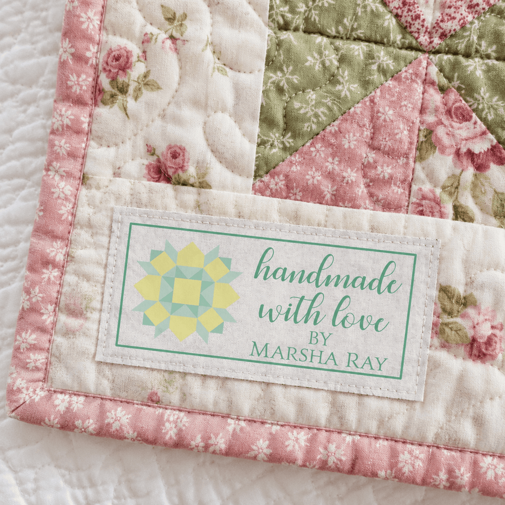 Personalized Quilt Label – Handmade With Love Quilt Block Design - Jammin Threads