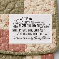 Personalized Quilt Label – Numbers 6:24 Bible Verse | “May the Lord Bless You” - Jammin Threads
