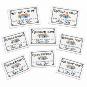 Personalized Quilt Label – Quilting Is My Therapy – Floral Custom Maker Name Label - Jammin Threads