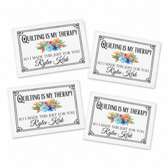 Personalized Quilt Label – Quilting Is My Therapy – Floral Custom Maker Name Label - Jammin Threads